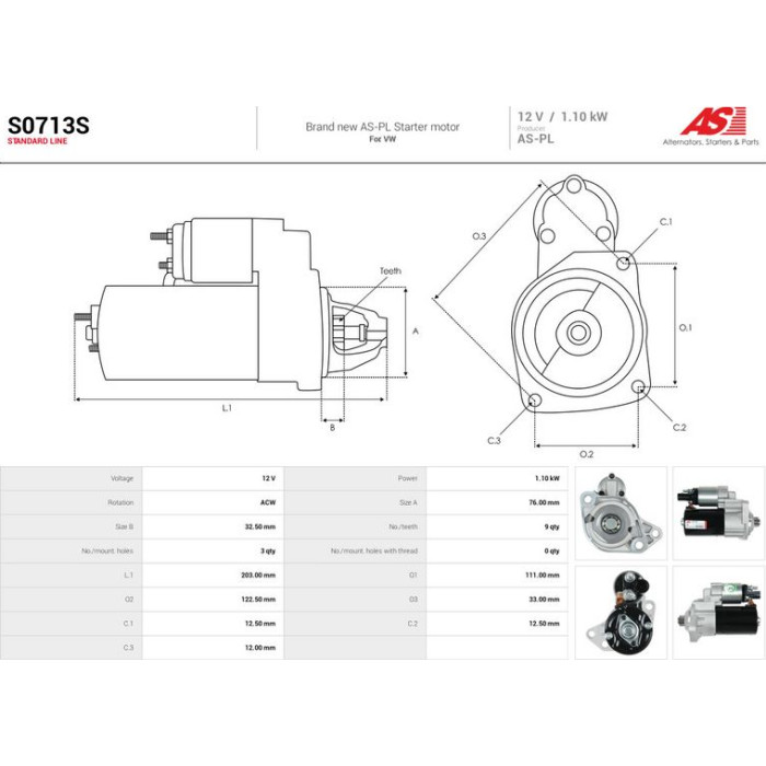 AS-PL Anlasser S0713S AS-PL Anlasser S0713S
