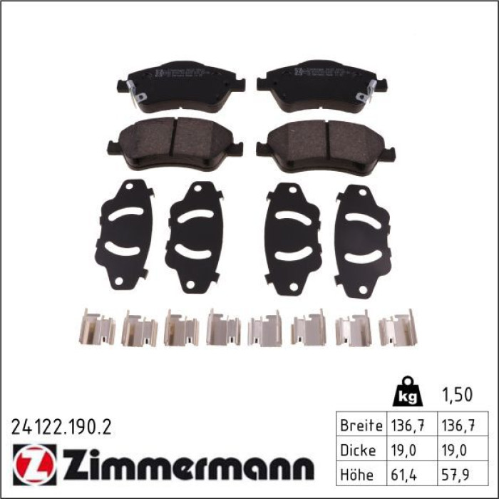 ZIMMERMANN Bremsbeläge 24122.190.2 ZIMMERMANN Bremsbeläge 24122.190.2