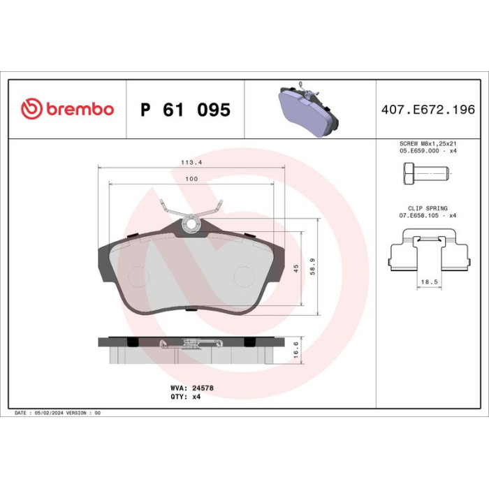 P 61 095 Brembo Prime Bremsbelagsatz Hinterachse – P 61 095 – 114 x 58 x 17 mm – Bremssystem Lucas – OE Nummer 1611839580 P 61 095 Brembo Prime Bremsbelagsatz Hinterachse – P 61 095 – 114 x 58 x 17 mm – Bremssystem Lucas – OE Nummer 1611839580