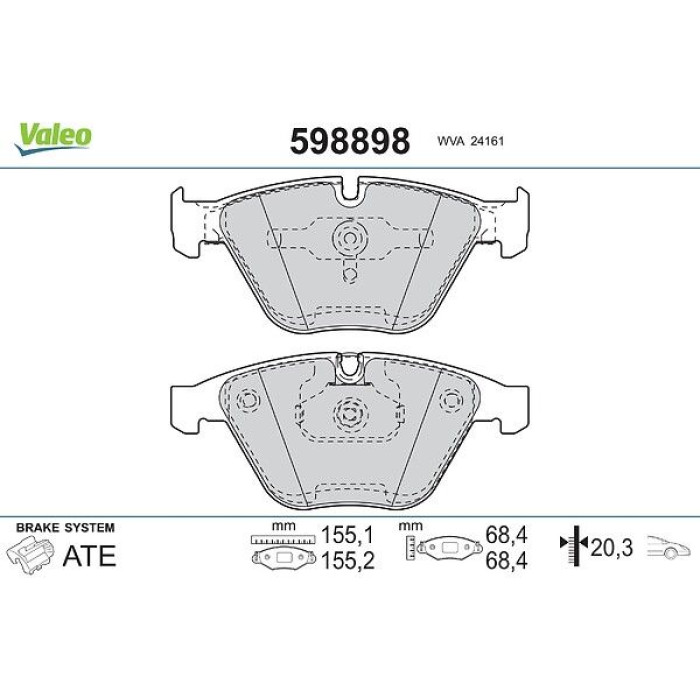 Valeo Bremsbelagsatz 598898 Valeo Bremsbelagsatz 598898