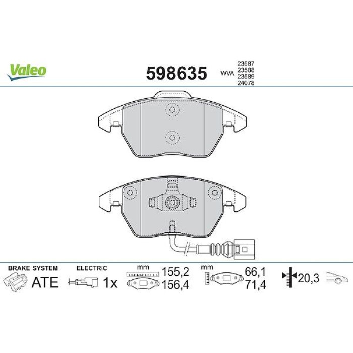 Valeo Bremsbelagsatz 598635 Valeo Bremsbelagsatz 598635