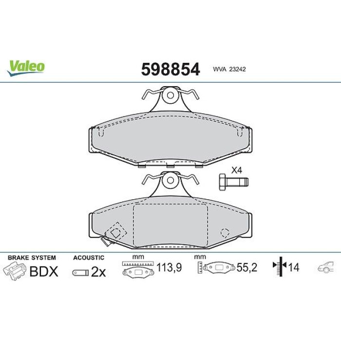 Valeo Bremsbelagsatz 598854