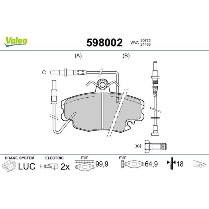 Valeo Bremsbelagsatz 598002 Valeo Bremsbelagsatz 598002