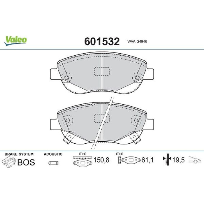 Valeo Bremsbelagsatz 601532 Valeo Bremsbelagsatz 601532