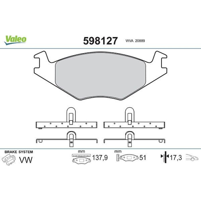 Valeo Bremsbelagsatz 598127 Valeo Bremsbelagsatz 598127