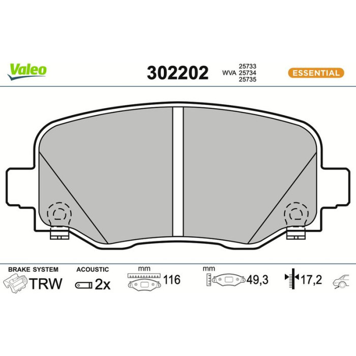 Valeo Bremsbelagsatz 302202 Valeo Bremsbelagsatz 302202