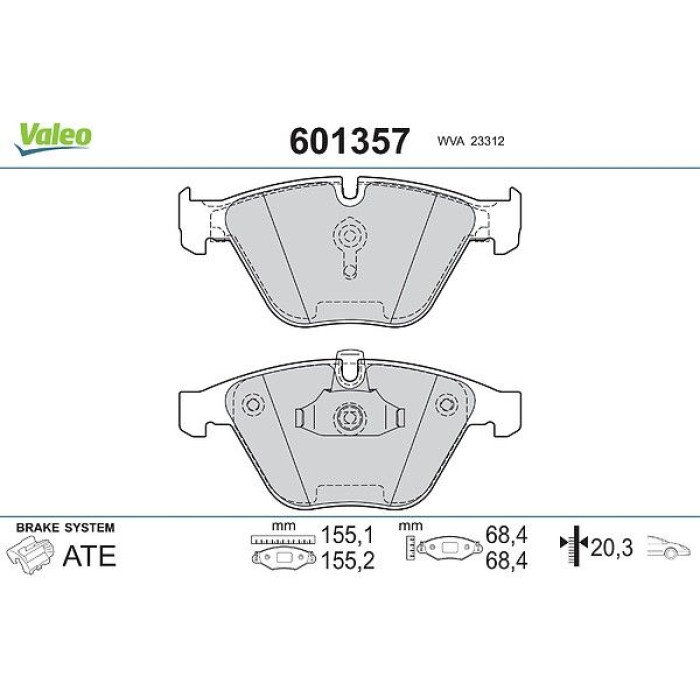 Valeo Bremsbelagsatz 601357 Valeo Bremsbelagsatz 601357