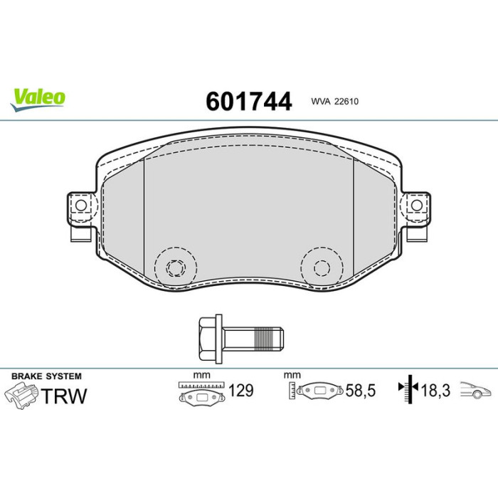 Valeo Bremsbelagsatz 601744 Valeo Bremsbelagsatz 601744