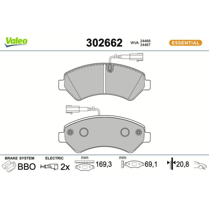 Valeo Bremsbelagsatz 302662 Valeo Bremsbelagsatz 302662