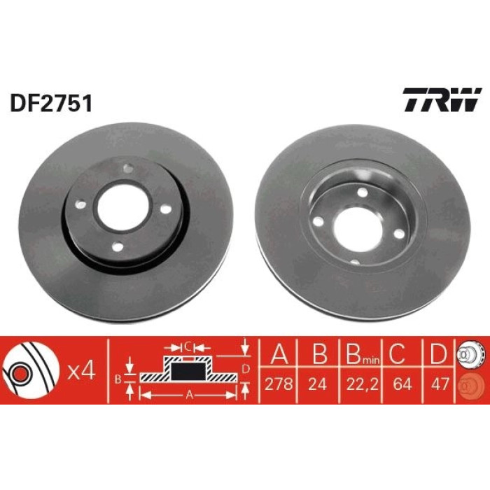 TRW Bremsscheibe Ford Mondeo DF2751 TRW Bremsscheibe Ford Mondeo DF2751