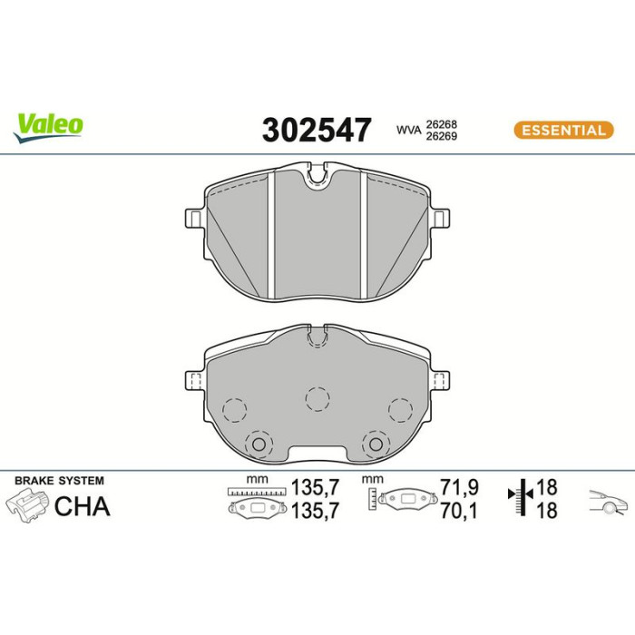 Valeo Bremsbelagsatz 302547 Valeo Bremsbelagsatz 302547
