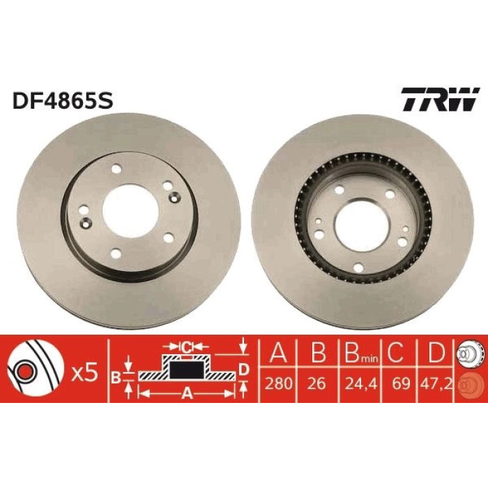 TRW Bremsscheibe DF4865S TRW Bremsscheibe DF4865S