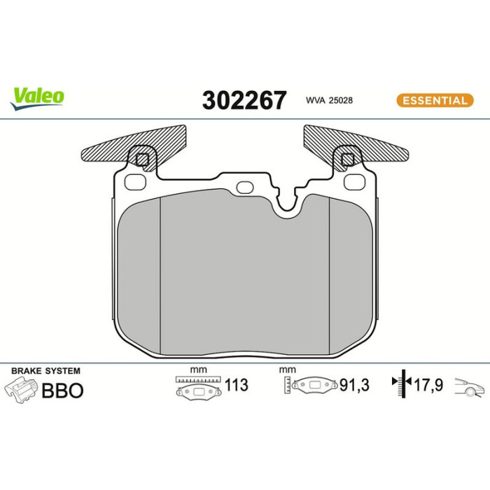 Valeo Bremsbelagsatz 302267 Valeo Bremsbelagsatz 302267