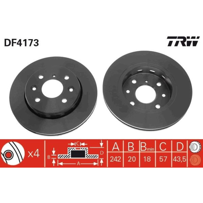 TRW Bremsscheibe DF4173 TRW Bremsscheibe DF4173