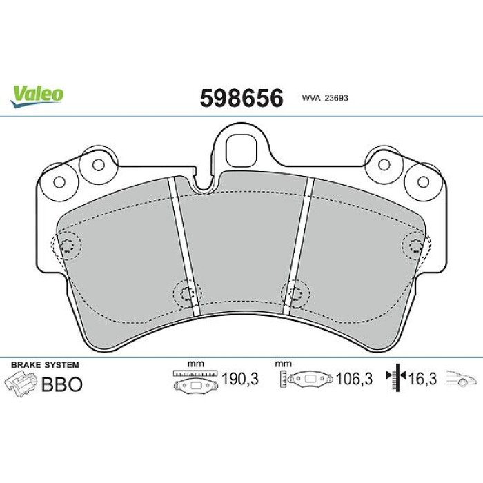 Valeo Bremsbelagsatz 598656 Valeo Bremsbelagsatz 598656