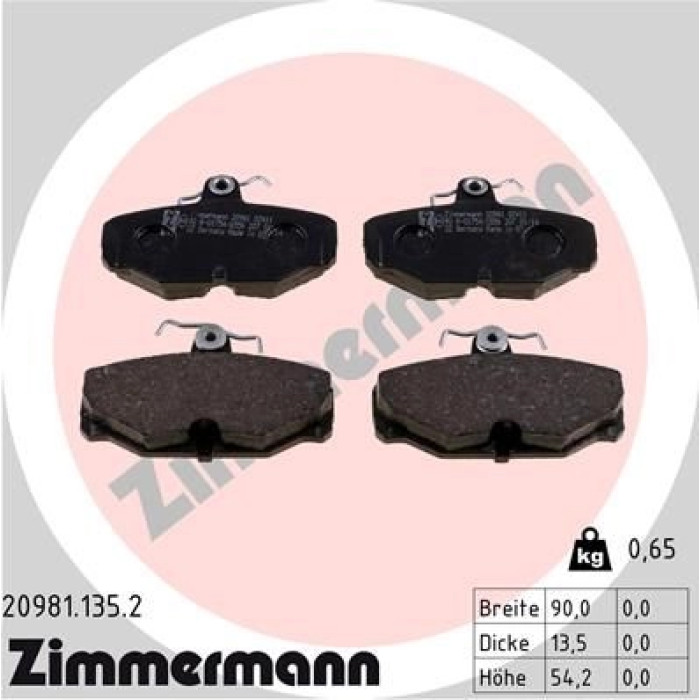 ZIMMERMANN Bremsbeläge 20981.135.2 ZIMMERMANN Bremsbeläge 20981.135.2