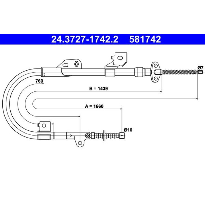 ATE Handbremsseil 24.3727-1742.2 ATE Handbremsseil 24.3727-1742.2