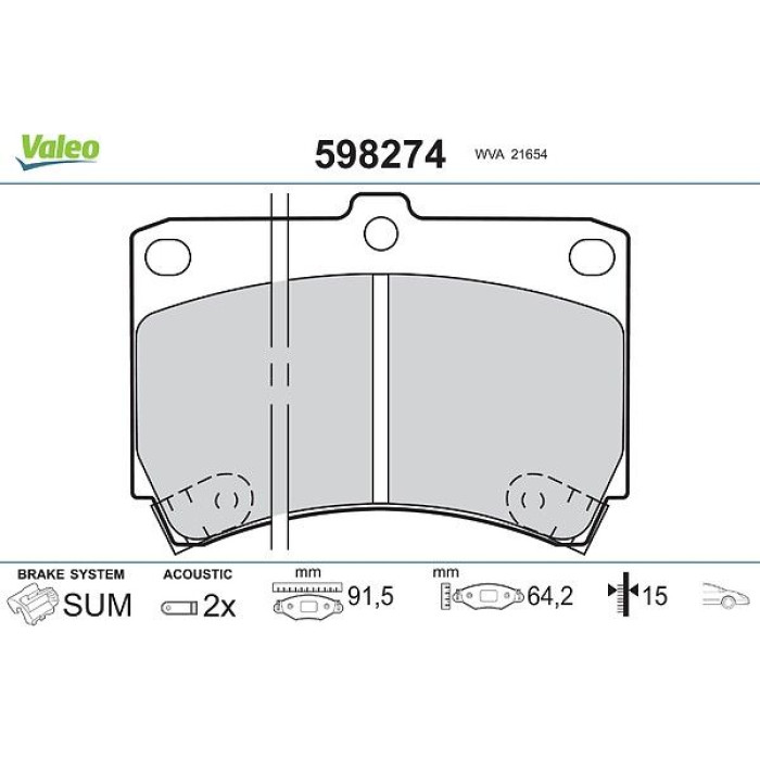 Valeo Bremsbelagsatz 598274 Valeo Bremsbelagsatz 598274