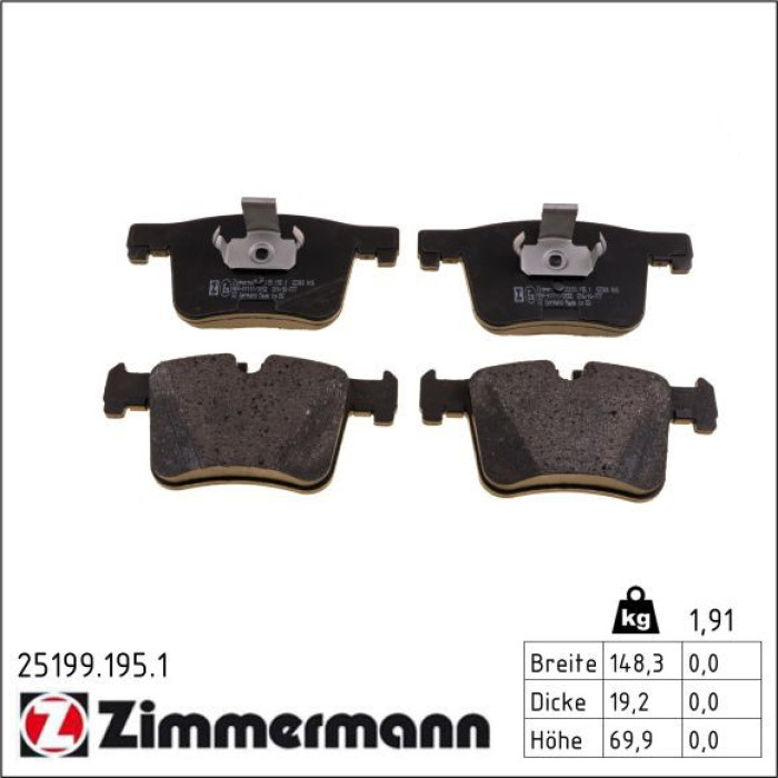 ZIMMERMANN Bremsbeläge 25199.195.1 ZIMMERMANN Bremsbeläge 25199.195.1