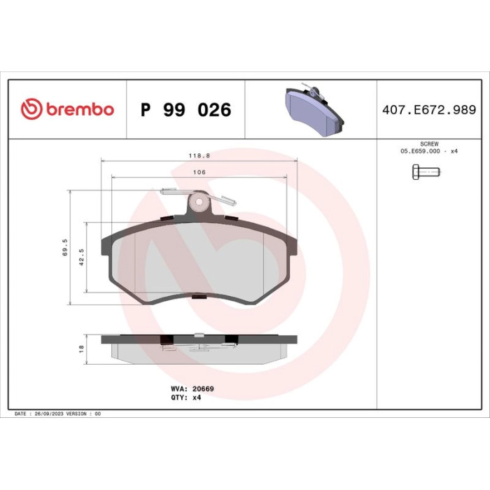 P 99 026 Brembo Prime Bremsbelagsatz Vorderachse – P 99 026 – 119 x 70 x 18 mm – Bremssystem Lucas – OE Nummer 720050006 P 99 026 Brembo Prime Bremsbelagsatz Vorderachse – P 99 026 – 119 x 70 x 18 mm – Bremssystem Lucas – OE Nummer 720050006