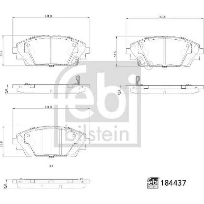 febi Bremsbelagsatz 184437 febi Bremsbelagsatz 184437
