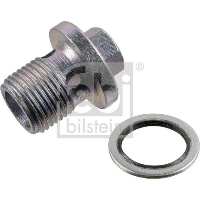 febi bilstein 48882 Ölablassschraube mit Dichtring M18 x 1,5 – Gesamtlänge 31 mm, Länge unter Kopf 21 mm, Gewindelänge 14,5 mm, Außensechskant, SW 13 mm, Stahl, Außendurchmesser 26 mm, OE 55196505 S1 / 670050350 S1 febi bilstein 48882 Ölablassschraube mit Dichtring M18 x 1,5 – Gesamtlänge 31 mm, Länge unter Kopf 21 mm, Gewindelänge 14,5 mm, Außensechskant, SW 13 mm, Stahl, Außendurchmesser 26 mm, OE 55196505 S1 / 670050350 S1