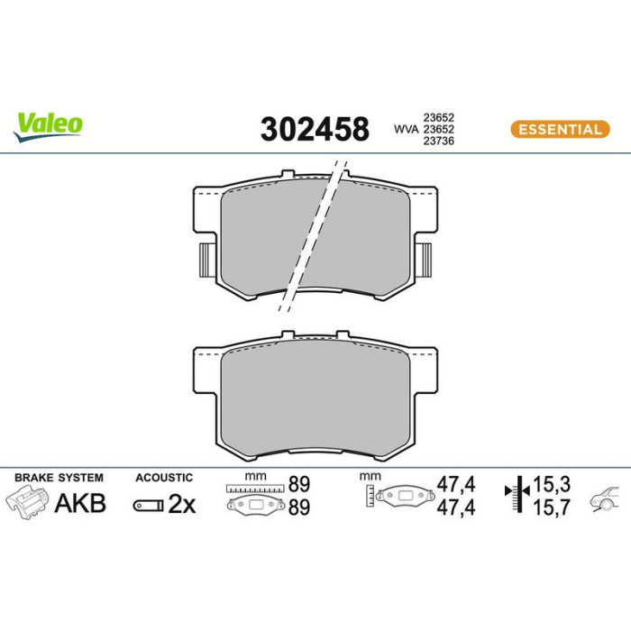 Valeo Bremsbelagsatz 302458 Valeo Bremsbelagsatz 302458