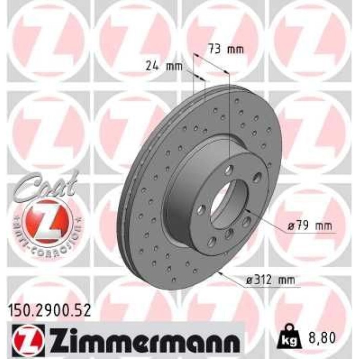 Zimmermann Bremsscheibe Vorderachse Sport 150.2900.52 Zimmermann Bremsscheibe Vorderachse Sport 150.2900.52