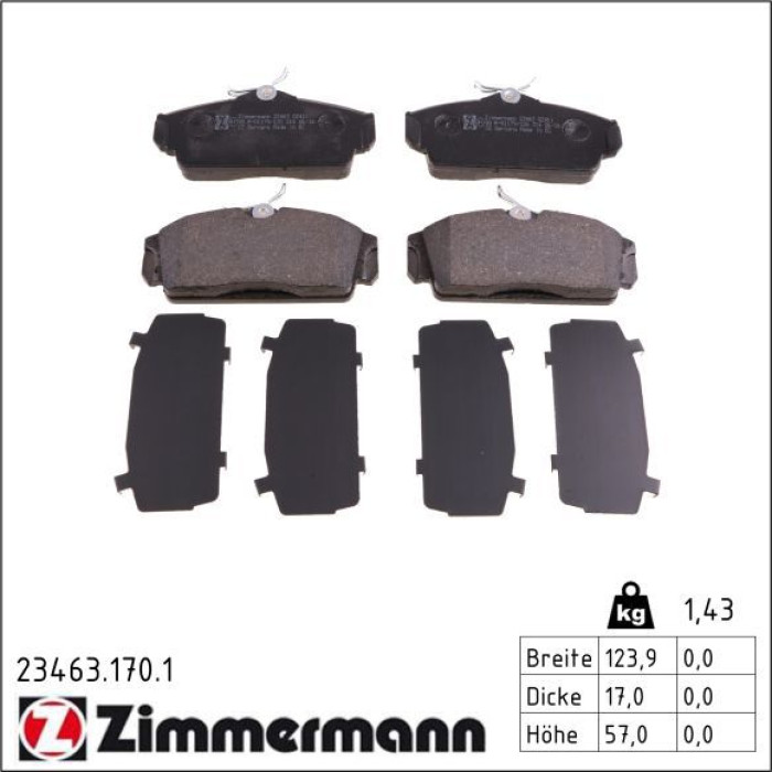 ZIMMERMANN Bremsbeläge 23463.170.1 ZIMMERMANN Bremsbeläge 23463.170.1