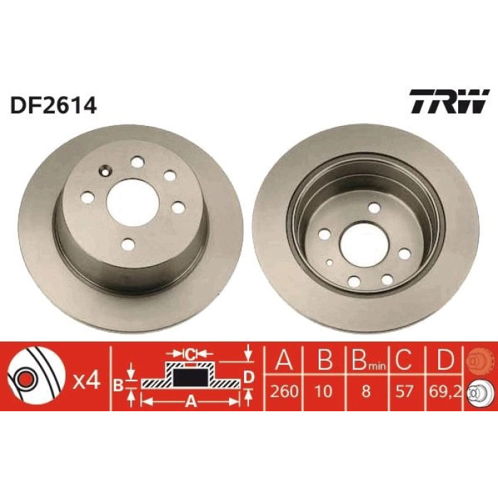 TRW Bremsscheibe DF2614 TRW Bremsscheibe DF2614
