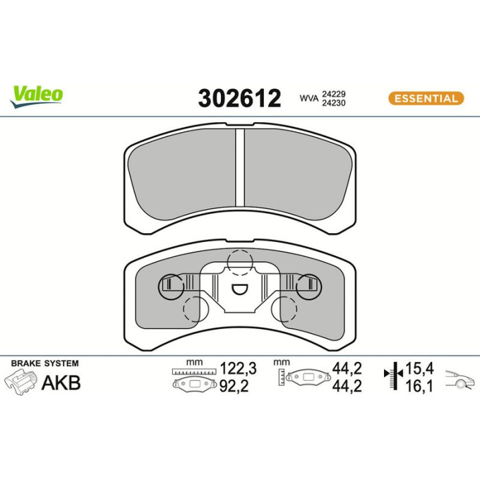 Valeo Bremsbelagsatz 302612 Valeo Bremsbelagsatz 302612