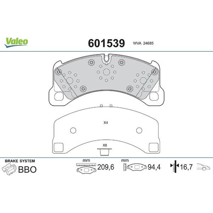 Valeo Bremsbelagsatz 601539 Valeo Bremsbelagsatz 601539
