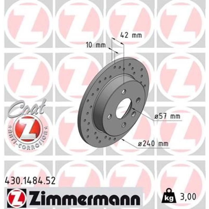 Zimmermann 10 482 012 Sport Bremsscheibe Hinterachse Sport 430.1484.52 Zimmermann 10 482 012 Sport Bremsscheibe Hinterachse Sport 430.1484.52