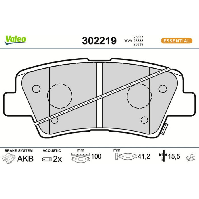 302219 Valeo Bremsbelagsatz 302219 302219 Valeo Bremsbelagsatz 302219
