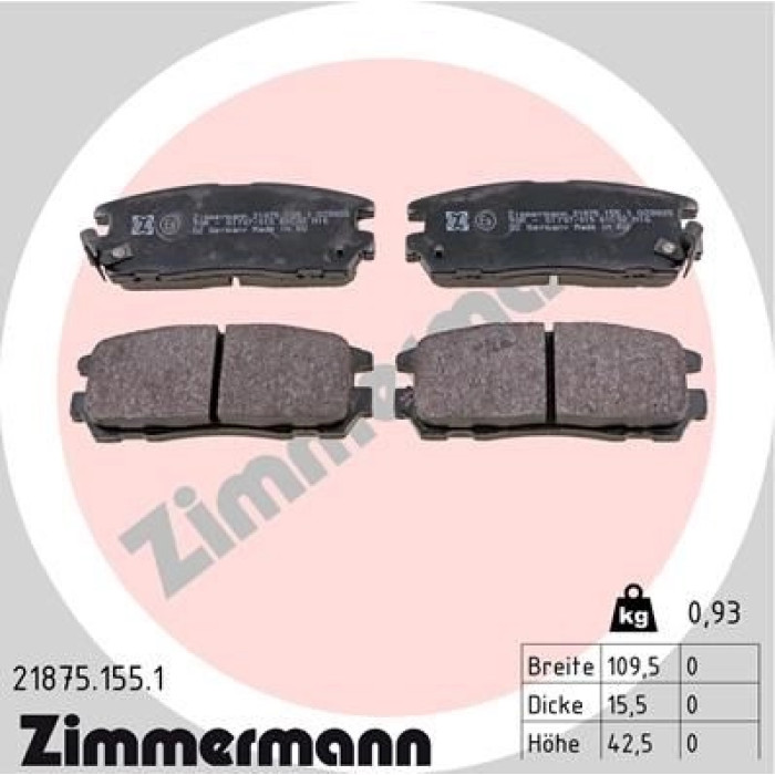 ZIMMERMANN Bremsbeläge 21875.155.1 ZIMMERMANN Bremsbeläge 21875.155.1
