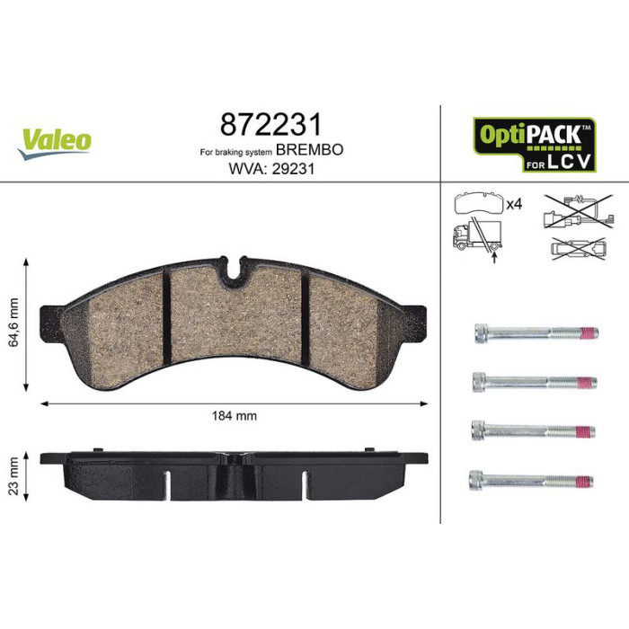 Valeo Bremsbelagsatz 872231 Valeo Bremsbelagsatz 872231