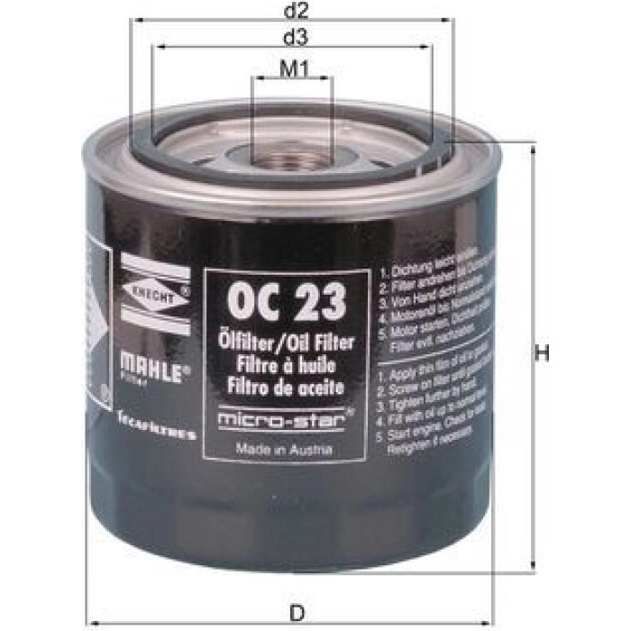 Mahle Original Ölfilter OC 23 OF Mahle Original Ölfilter OC 23 OF