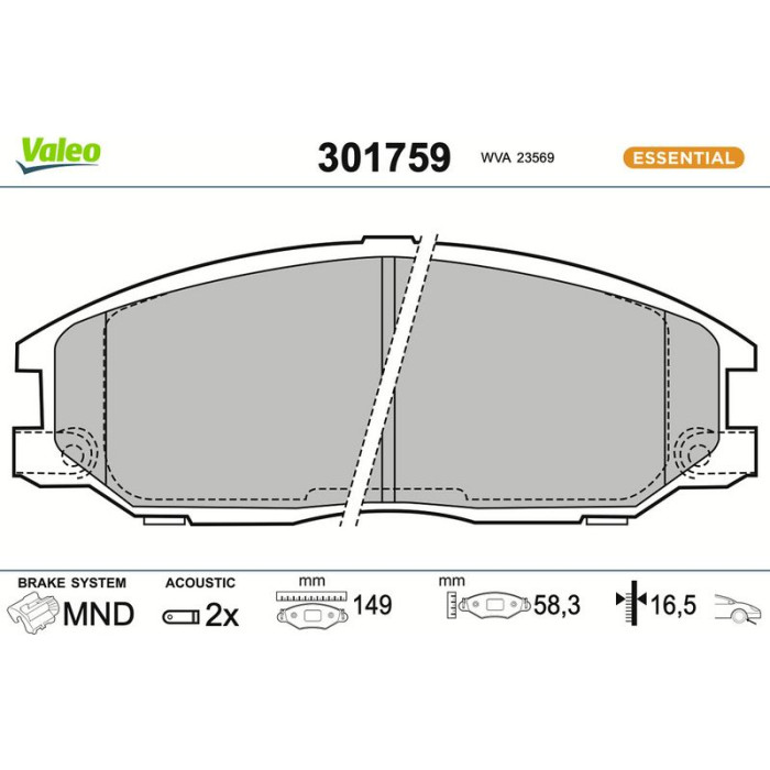 Valeo Bremsbelagsatz 301759 Valeo Bremsbelagsatz 301759