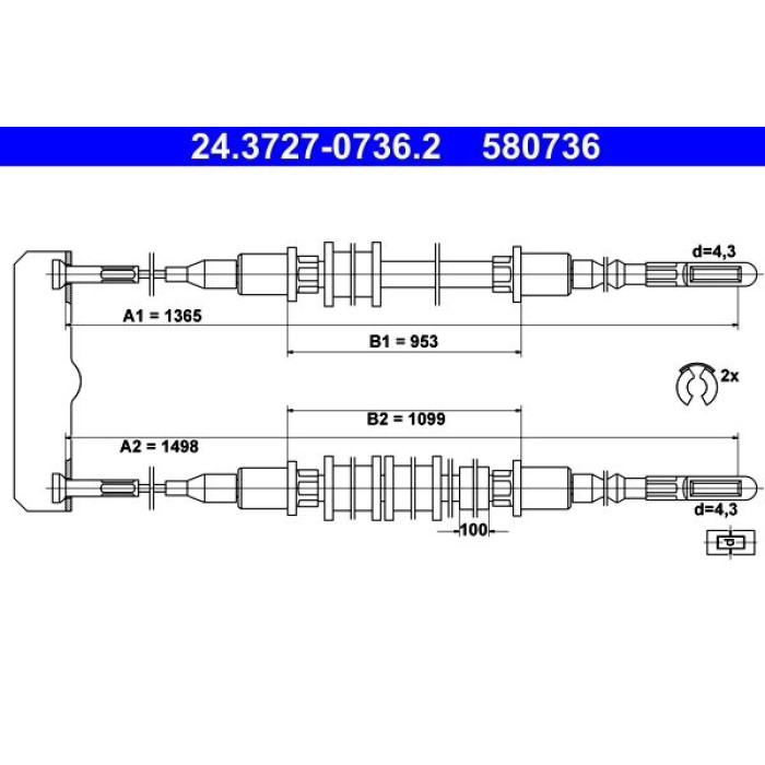 ATE Handbremsseil 24.3727-0736.2 ATE Handbremsseil 24.3727-0736.2