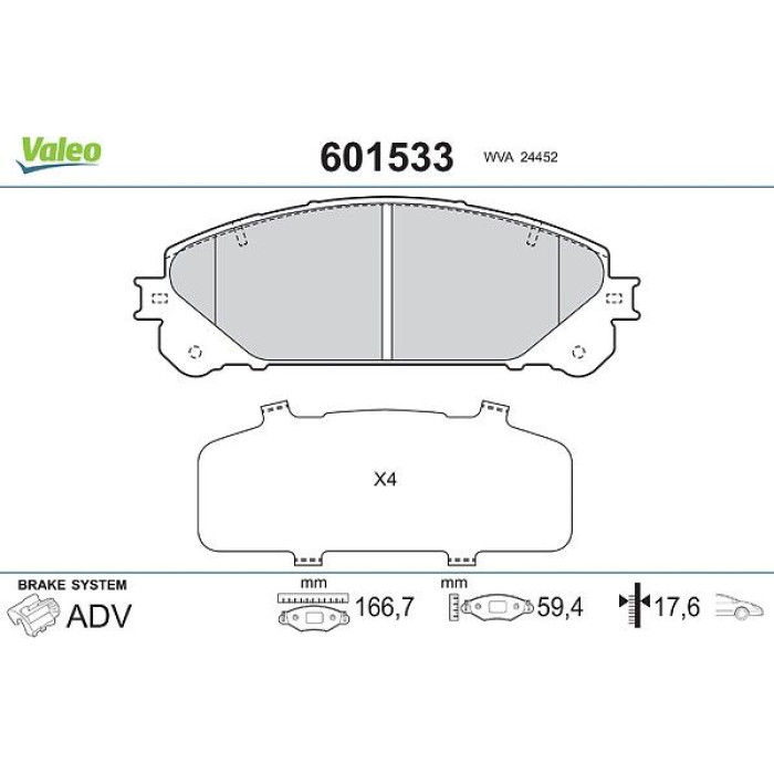 Valeo Bremsbelagsatz 601533 Valeo Bremsbelagsatz 601533