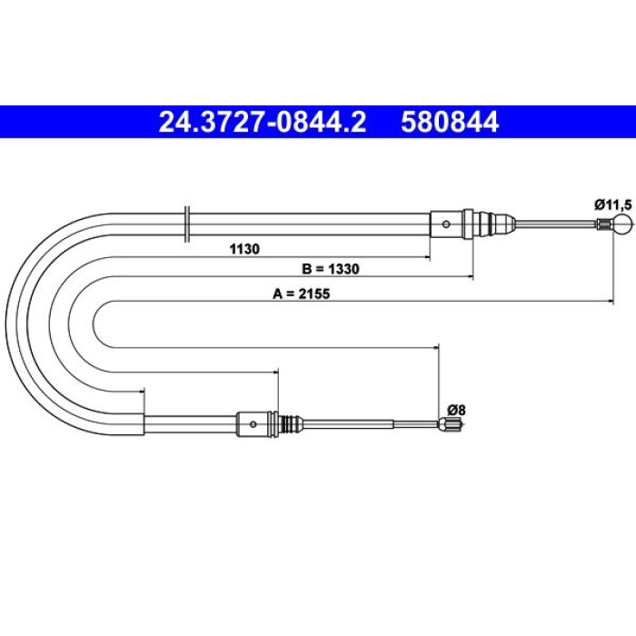 ATE Handbremsseil 24.3727-0844.2 ATE Handbremsseil 24.3727-0844.2