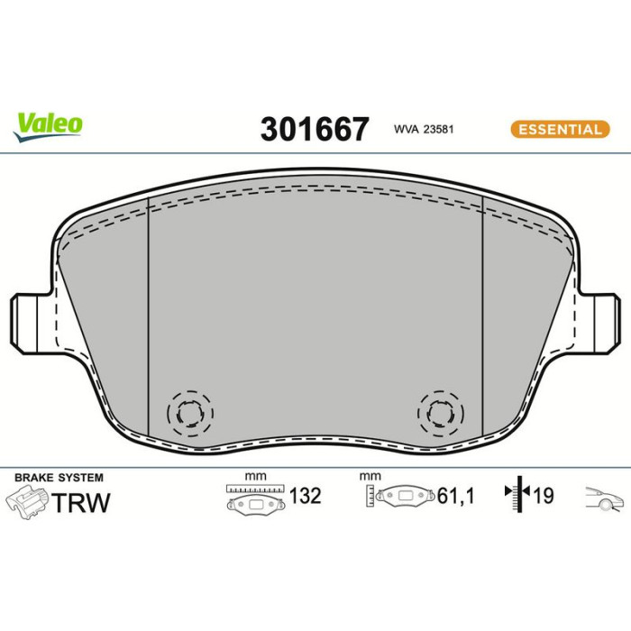 Valeo Bremsbelagsatz 301667 Valeo Bremsbelagsatz 301667