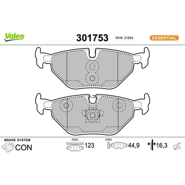 Valeo Bremsbelagsatz 301753 Valeo Bremsbelagsatz 301753