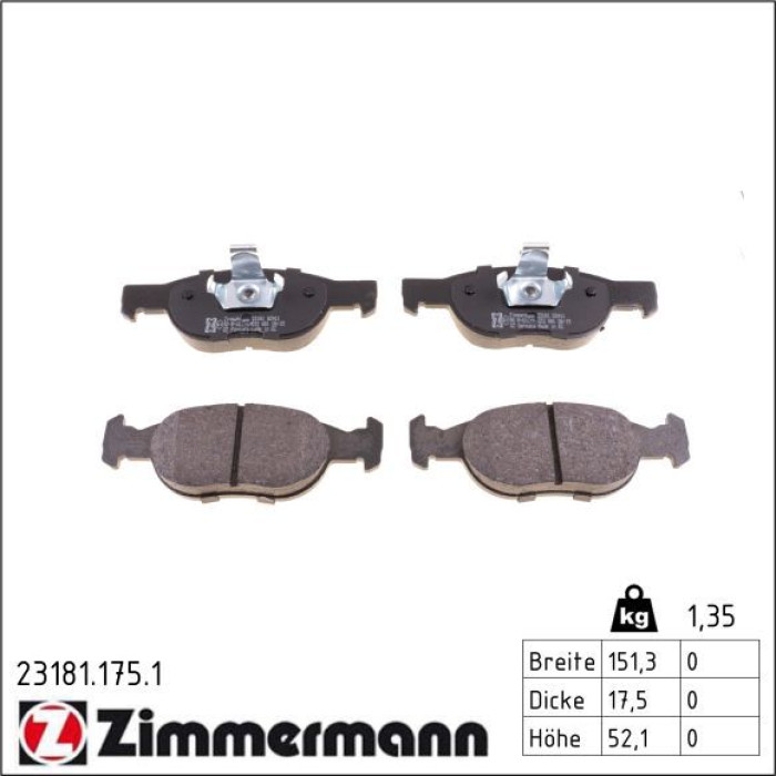 23181.175.1 ZIMMERMANN Bremsbeläge 23181.175.1 23181.175.1 ZIMMERMANN Bremsbeläge 23181.175.1