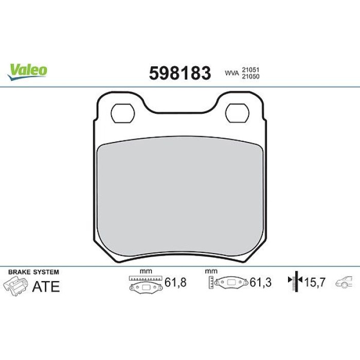Valeo Bremsbelagsatz 598183 Valeo Bremsbelagsatz 598183