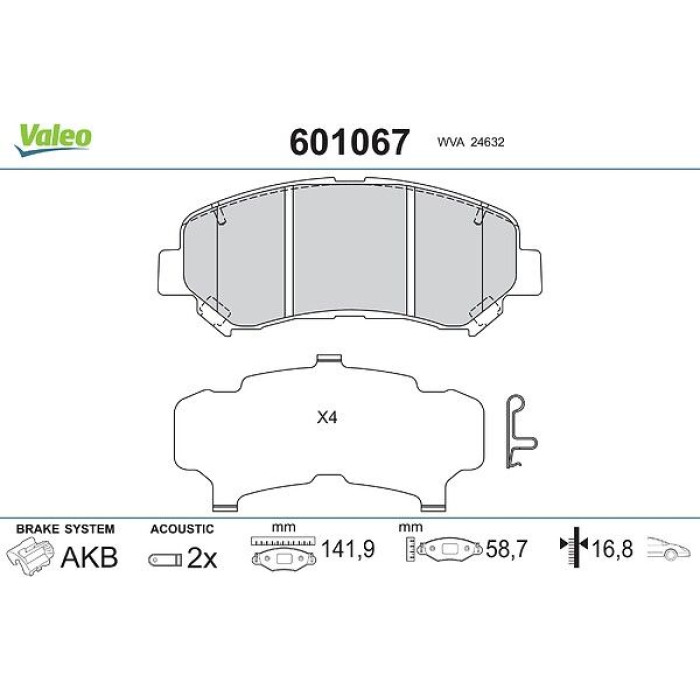 Valeo Bremsbelagsatz 601067 Valeo Bremsbelagsatz 601067