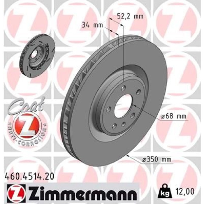 Zimmermann Bremsscheibe Vorderachse links 460.4514.20 Zimmermann Bremsscheibe Vorderachse links 460.4514.20