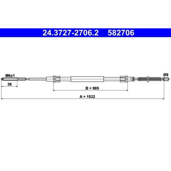 ATE Handbremsseil 24.3727-2706.2 ATE Handbremsseil 24.3727-2706.2