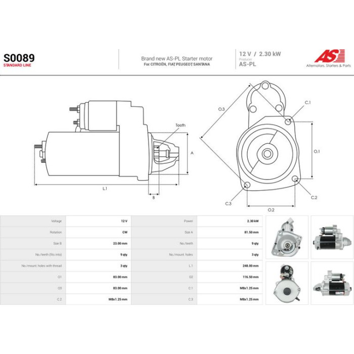 S0089 AS-PL Anlasser (Starter) S0089