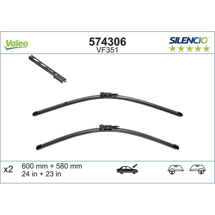 574306 Valeo VM351 Silencio X.TRM Wischer 574306 574306 Valeo VM351 Silencio X.TRM Wischer 574306